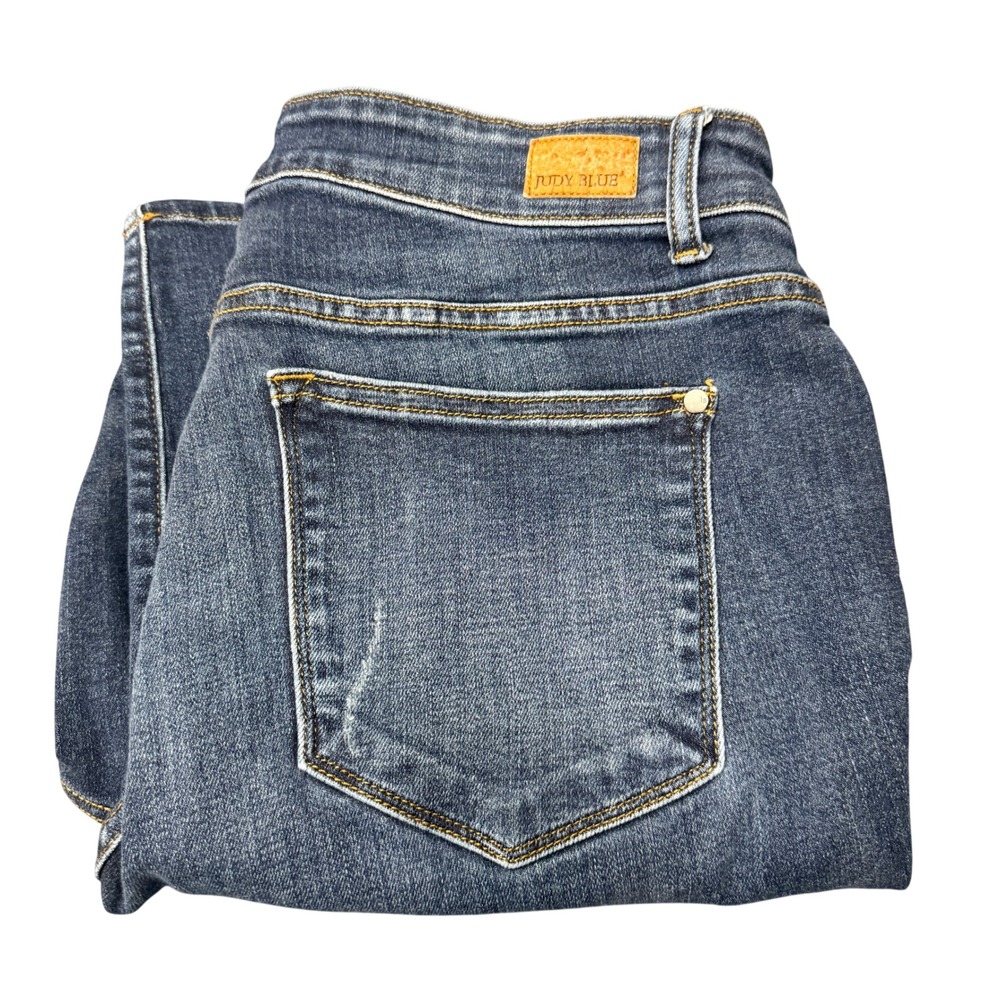Judy Blue Jeans Womens 18W (37x29 ACTUAL) Slim Fit Blue Denim Stretch Distressed